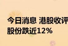 今日消息 港股收评：恒指收跌1.32% 比亚迪股份跌近12%