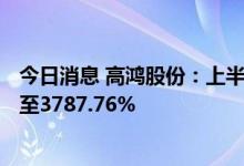 今日消息 高鸿股份：上半年预计净利润同比增长3251.52%至3787.76%