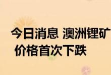 今日消息 澳洲锂矿商Pilbara第七次拍卖结束 价格首次下跌