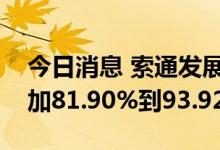 今日消息 索通发展：预计上半年净利同比增加81.90%到93.92%