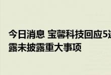 今日消息 宝馨科技回应5连板：已向大股东核实 不存在应披露未披露重大事项