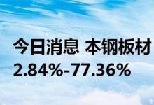 今日消息 本钢板材：预计上半年净利同比降72.84%-77.36%