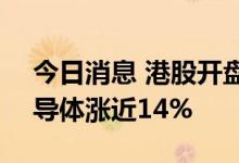今日消息 港股开盘：恒指开涨0.1% 晶门半导体涨近14%