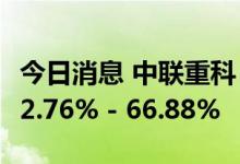 今日消息 中联重科：预计上半年净利同比降62.76% - 66.88%