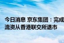 今日消息 京东集团：完成强制性收购中国物流资产及中国物流资从香港联交所退市