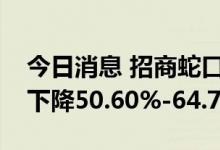 今日消息 招商蛇口：预计上半年净利润同比下降50.60%-64.71%