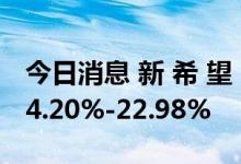 今日消息 新 希 望：预计上半年净利同比降14.20%-22.98%
