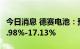 今日消息 德赛电池：预计上半年净利同比增5.98%-17.13%