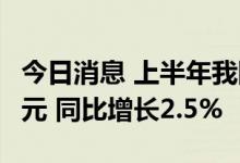 今日消息 上半年我国国内生产总值562642亿元 同比增长2.5%