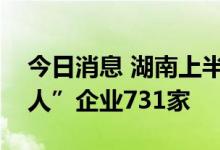 今日消息 湖南上半年新培育专精特新“小巨人”企业731家