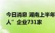 今日消息 湖南上半年新培育专精特新“小巨人”企业731家