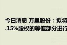 今日消息 万里股份：拟将万里电源100%股权与特瑞电池48.15%股权的等值部分进行置换