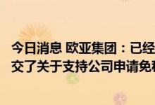今日消息 欧亚集团：已经向吉林省及长春市政府相关部门递交了关于支持公司申请免税商品经营资质的请示