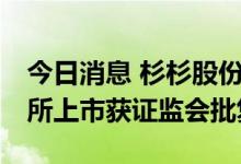 今日消息 杉杉股份：发行GDR并在瑞士交易所上市获证监会批复