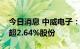 今日消息 中威电子：董事长石旭刚拟减持不超2.64%股份