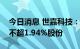 今日消息 世嘉科技：控股股东韩裕玉拟减持不超1.94%股份