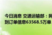 今日消息 交通运输部：网约车监管信息交互平台6月份共收到订单信息63568.5万单 环比上升20.7%