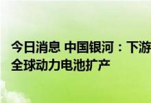 今日消息 中国银河：下游需求持续高增，锂电设备企业受益全球动力电池扩产