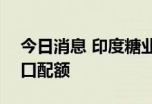 今日消息 印度糖业寻求额外发放100万吨出口配额