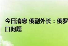 今日消息 俄副外长：俄罗斯正在与联合国商讨限制俄粮食出口问题