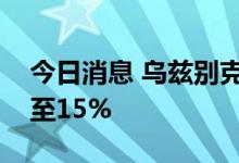 今日消息 乌兹别克斯坦央行将政策利率下调至15%