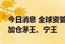 今日消息 全球资管巨头大幅调整重仓股，猛加仓茅王、宁王