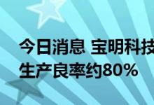 今日消息 宝明科技：目前公司锂电复合铜箔生产良率约80%