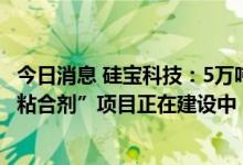 今日消息 硅宝科技：5万吨/年锂电池用硅碳负极材料及专用粘合剂”项目正在建设中