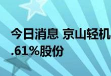 今日消息 京山轻机：董事祖国良拟减持不超1.61%股份