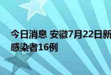 今日消息 安徽7月22日新增本土确诊病例7例、本土无症状感染者16例