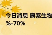 今日消息 康泰生物：上半年净利同比预降61%-70%