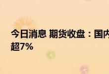今日消息 期货收盘：国内商品期货收盘涨跌不一 铁矿石涨超7%
