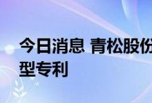 今日消息 青松股份：全资子公司取得实用新型专利