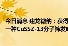 今日消息 建龙微纳：获得一种SSZ-13分子筛及其制备方法、一种CuSSZ-13分子筛发明专利