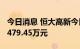 今日消息 恒大高新今日涨停 2家机构净卖出3479.45万元