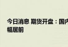 今日消息 期货开盘：国内商品期货开盘涨跌不一 黑色系跌幅居前