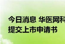今日消息 华医网科技股份有限公司向港交所提交上市申请书