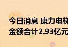 今日消息 康力电梯：近期中标4个项目 中标金额合计2.93亿元