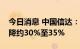 今日消息 中国信达：预计上半年净利同比下降约30%至35%