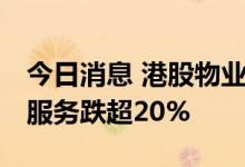 今日消息 港股物业管理板块持续下挫 碧桂园服务跌超20%