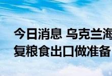 今日消息 乌克兰海军：黑海港口已开始为恢复粮食出口做准备