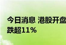 今日消息 港股开盘：恒指开跌1.06% 碧桂园跌超11%