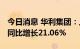 今日消息 华利集团：上半年净利15.62亿元，同比增长21.06%