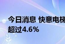 今日消息 快意电梯：股东合生企业拟减持不超过4.6%