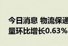 今日消息 物流保通保畅：高速公路货车通行量环比增长0.63%
