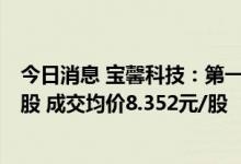 今日消息 宝馨科技：第一期员工持股计划累计购买79.69万股 成交均价8.352元/股