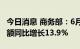 今日消息 商务部：6月限额以上单位汽车零售额同比增长13.9%