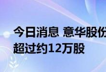 今日消息 意华股份：董事朱松平计划减持不超过约12万股