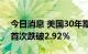 今日消息 美国30年期国债收益率自4月以来首次跌破2.92％