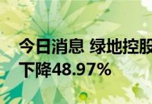 今日消息 绿地控股：上半年实现净利润同比下降48.97%